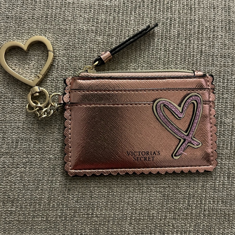 Victoria's Secret card holder Metallic Pink keychain